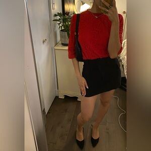 Red lace blouse